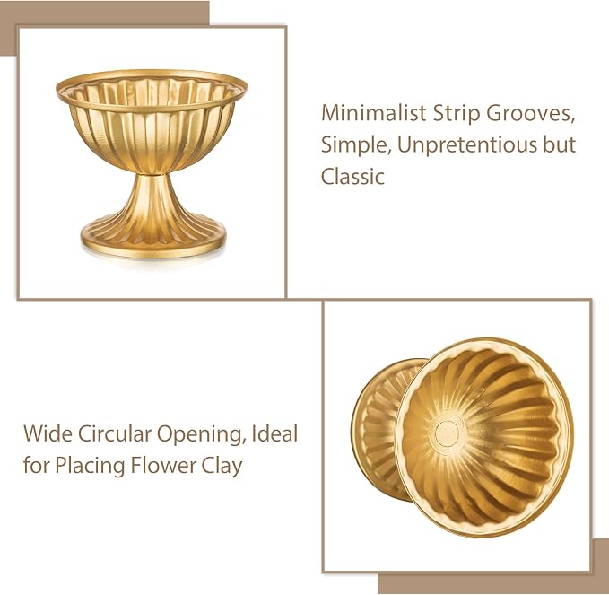 Sziqiqi Gold Metal Urn Vase, Compote Vases for Wedding Centerpiece, 10Pcs | 3.7in Small Golden Flower Arrangement Pots, Table Decorations Bowl Planter for Wedding, Event, Party, Home Decor