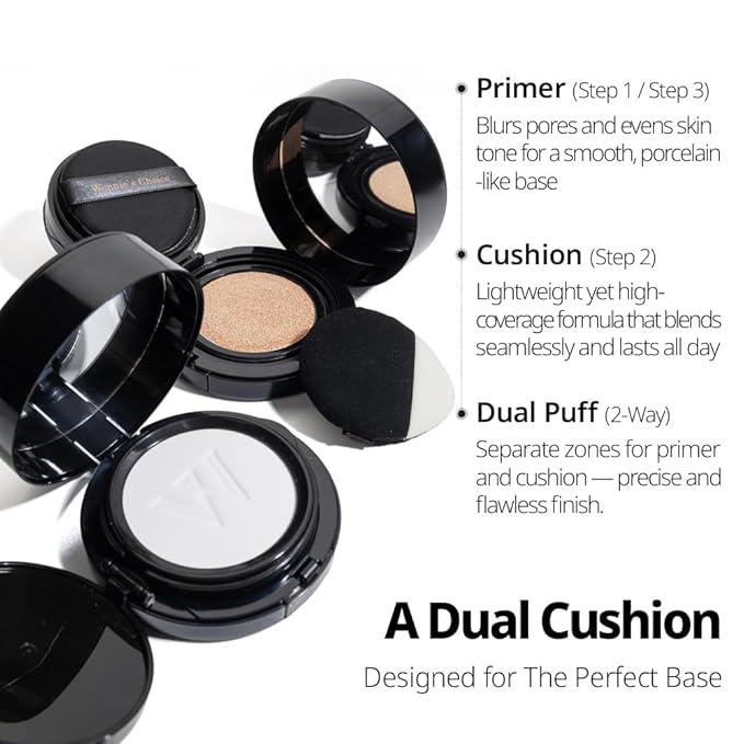 Wonnie's Choice All in one Dual Cushion, Finish For All type Coverage SPF50+ PA++++ (All tyype Skin, Oily, Combination Skin)
