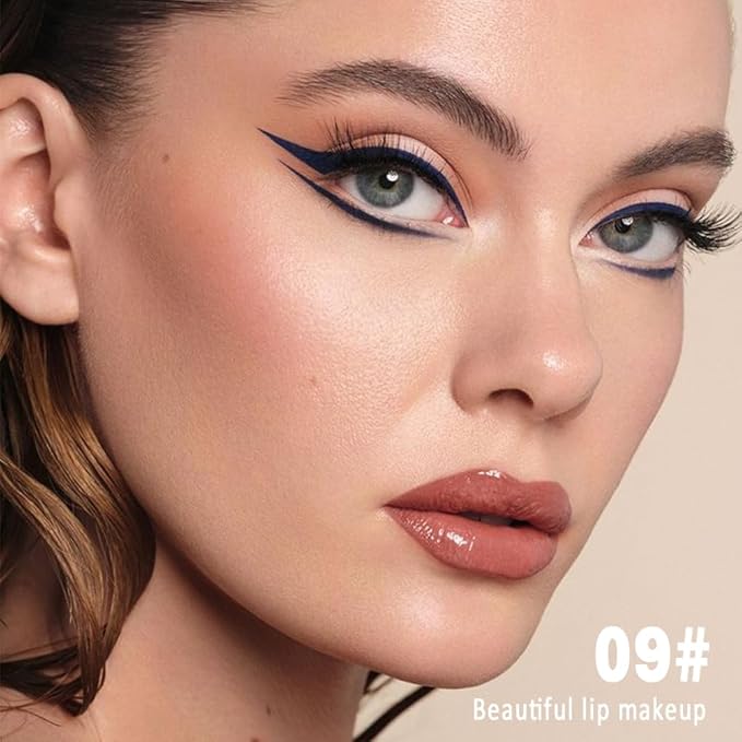evpct Nude Shiny Glossy Longwear No-Budge Liquid Lip Color Lipstick Makeup, Highly Pigmented Color Instant Shine, Waterproof Long Lasting Lipstick for Women, Lip Stain Gloss with Lip Liner Brush