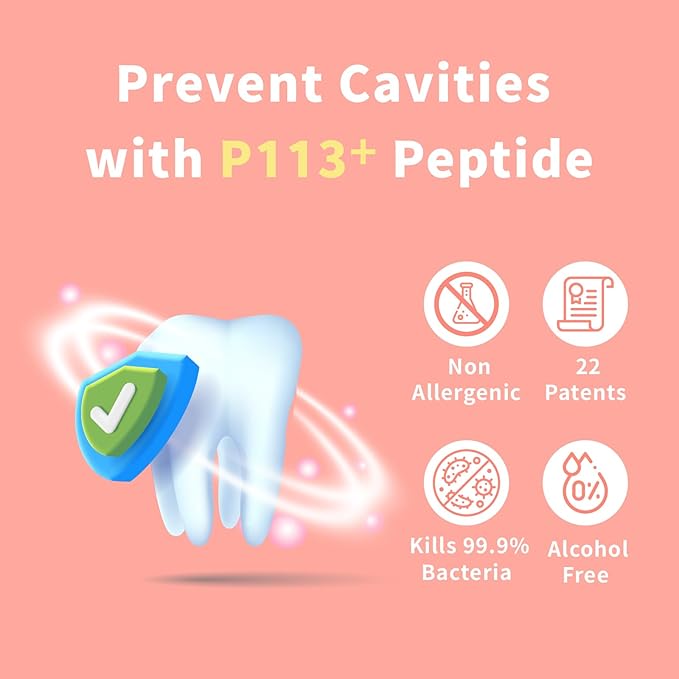 oh care Mouth Spray for Kids Toddler Toothpaste Helper Fluoride Free Baby Toothpaste Cavity Protection Oral Care with Natural P113+ Antibacterial Peptide for Newborns to Age 12 (Watermelon)