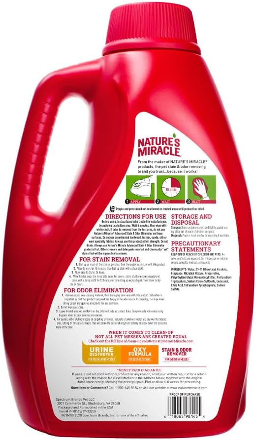 Nature's Miracle Advanced Dog Stain & Odor Eliminator, Severe Mess, 1 gal | Enzymatic Cleaner Eliminates the Toughest Dog Messes, For Use on Multiple Surfaces, Safe For Pets and Home*, Lemon Scent