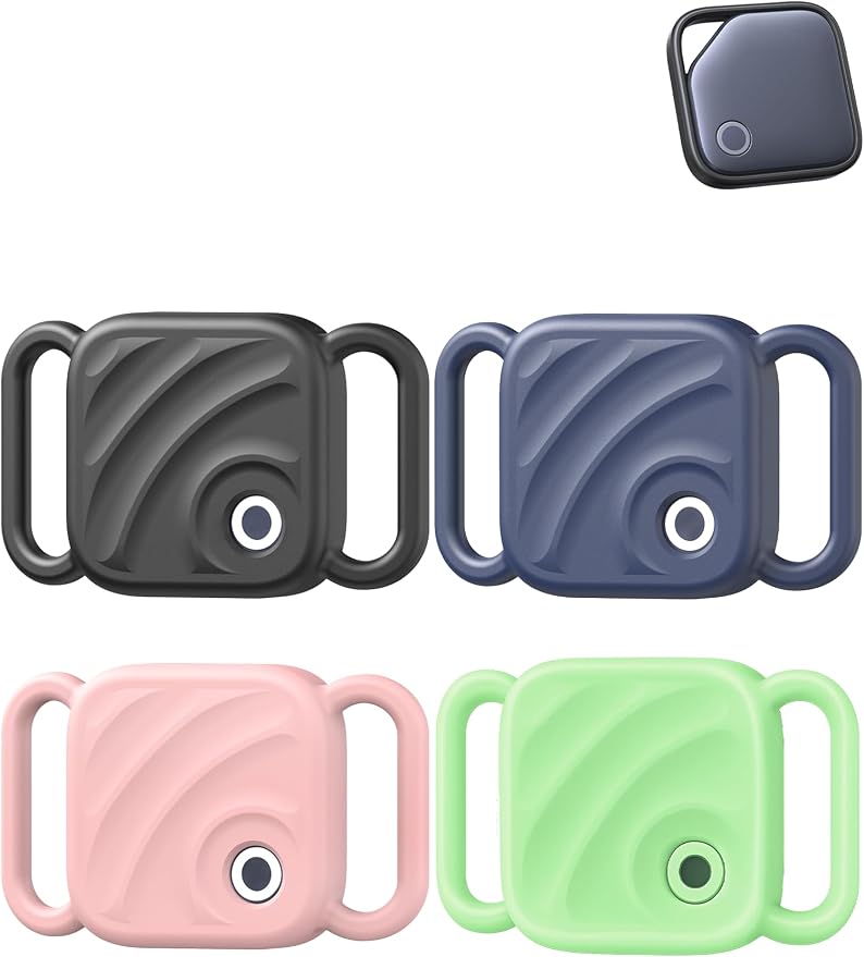 Silicone Case for UGREEN Tracker Tags, Pet Collar Cover, 4 Pack. | 4 Pack Soft silicone cover protects tracker tags from scratches and drops while providing a secure fit for pet collars.