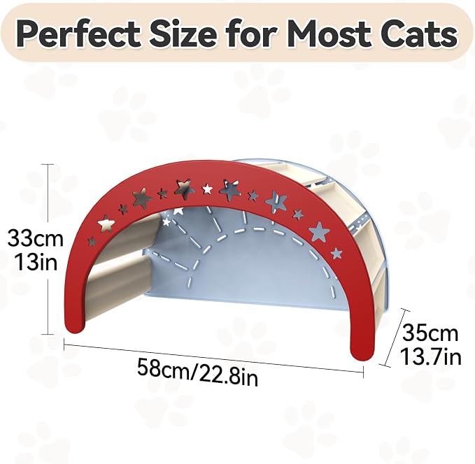 Cat Rocking Bed with Washable Removable Cushion and Sisal Scratching Pads Cat Scratcher Multifunctional Cat Furniture, Blue