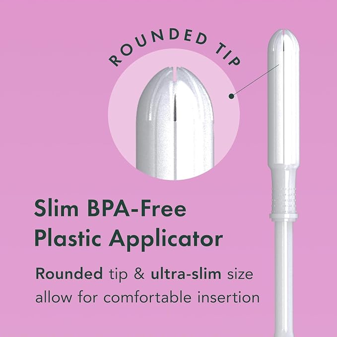 Rael Tampons, Slim Applicator with Organic Cotton Core, Super Absorbency, BPA-Free, Leak Locker Technology, Unscented, Chlorine-Free (36 Count, Super)