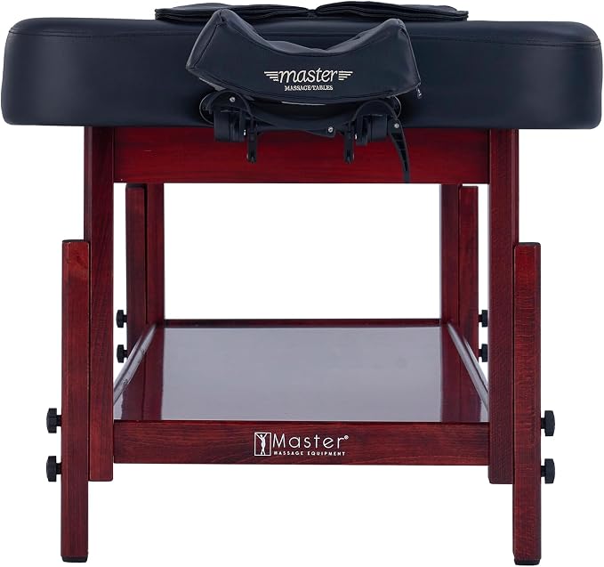 AirMaster-II 30" Professional Stationary Massage Bed | AirWave Compression & Full-Body Stretching | 3D Lumbar Traction Support | Spa & Home Wellness Table - Black/Mahogany