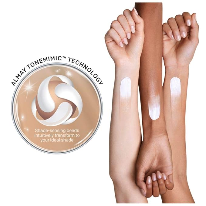 Almay Skintone Matching Foundation, Smart Shade Face Makeup with SPF 15, Hypoallergenic, Oil-Free, Dermatologist-Tested, 200 Light Medium Mine, 1 fl oz