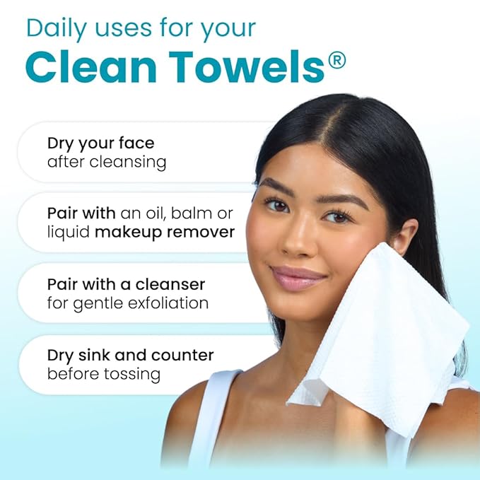 Clean Skin Club Blemish Control Clean Towels® XL, Travel Pack,Face Towels, Light Exfoliation for Oily Skin, Eczema Association Accepted Face Towel, TSA-Approved Travel Essential,1 Pack, 10 Ct Total