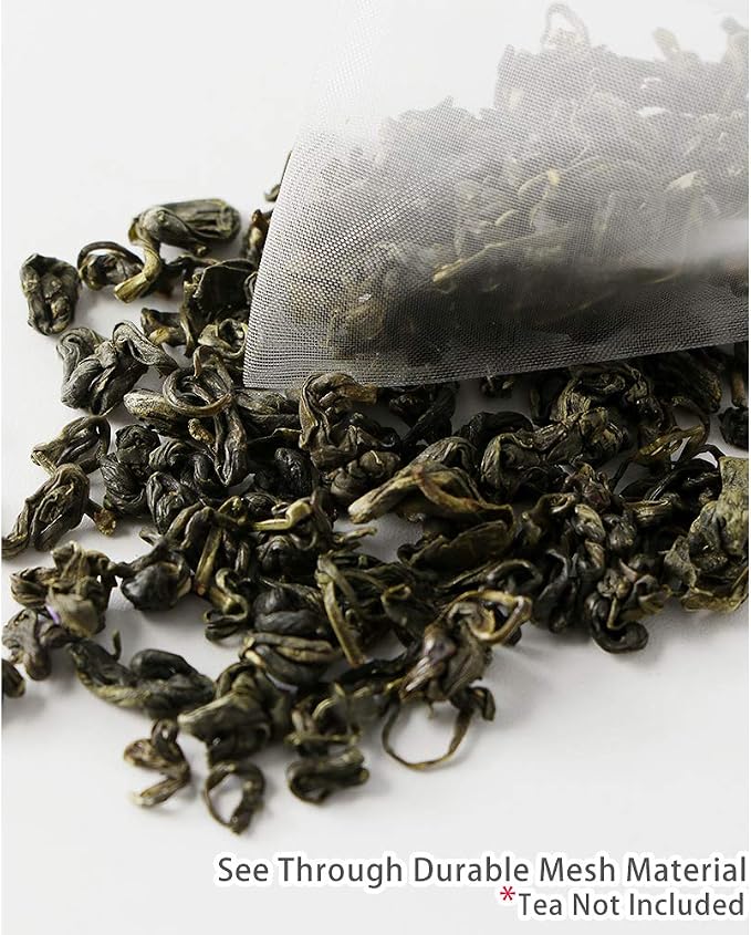 100 Pcs Empty Tea Filter Bags for Loose Tea Herb Spice Small Mesh Drawstring Seal Infuser Strainer Bags (2.36x3.1inch)
