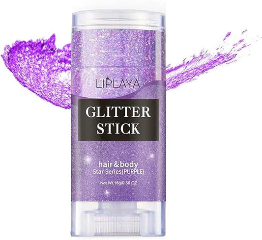 Body Glitter Stick, Sparkling Holographic Sequins Neon Outfit Singer Concert Music Halloween Rave Festival Purple Costume Accessories Makeup Glitter Stick.