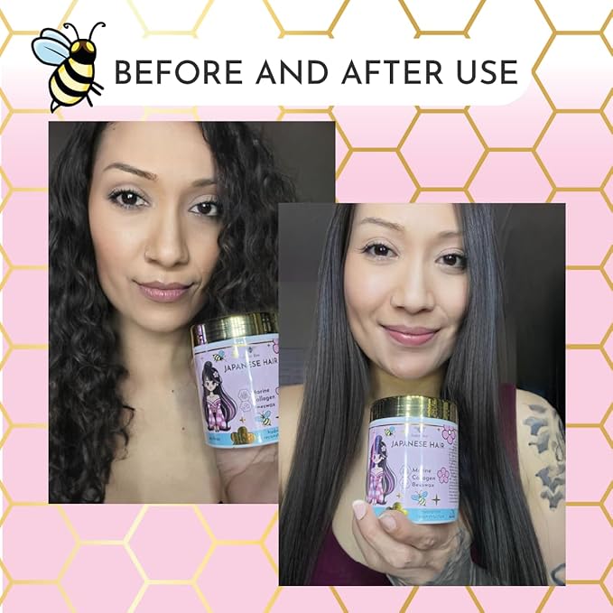 HAIR MASK FOR DAMAGED HAIR TREATMENT Japanese BTX - 8.8 oz Collagen & Keratin Treatment with Beeswax & Seaweed, Intense Hydration, Anti-Frizz,Formaldehyde-Free,Protein Repair for Dry Hair