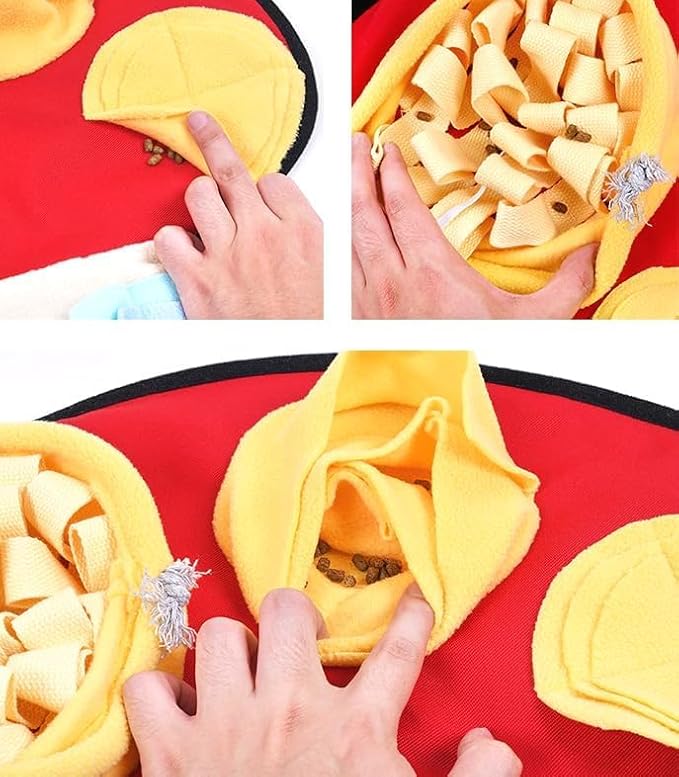 Ferret Cats Snuffle Mat Fleece Foraging Mats Interactive Feeding Toy Small Animal Rabbit Guinea Pig Rat Hamster Anti Slip Treat Dispenser Slow Feeder (Mushroom)