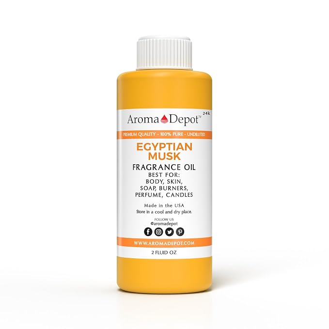 24k Egyptian Musk Perfume/Body Fragrance Oil, Premium Quality, Pure Uncut. Great for Lotions, Butter, Soapmaking, and Incense Dipping. Add a Few drops to your Aromatherapy Diffuser. (2 oz.)