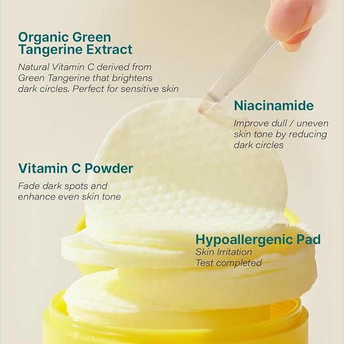 GOODAL Green Tangerine Vita C Toner Pads, Korean Skin Care, K-Beauty, Glass Skin, 70 Sheets