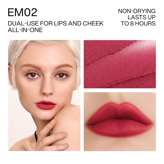 INTO YOU Matte Lipstick, Super Stay Lip Clay for Women, Waterproof, Long Lasting Lip Stain, High Impact Lipcolor with Lightweight Lip Mud Texture, Dual-use for Lips and Cheek, Pink Lipstick (EM02)
