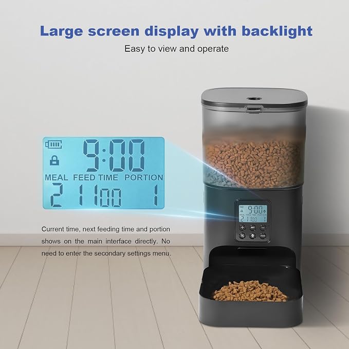 Automatic Cat Feeder, Cat Food Dispenser with 10s Voice Recorder, Pet Feeder up to 8 Meals per Day, Timed Feeder with Dry Food Sealed Ring