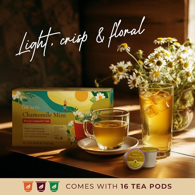 Gya Tea Co Citrus Mint Herbal K Cups Tea Pods Variety Pack & Chamomile Mint Herbal Tea K Cups Variety Pack for Keurig 2.0 &1.0