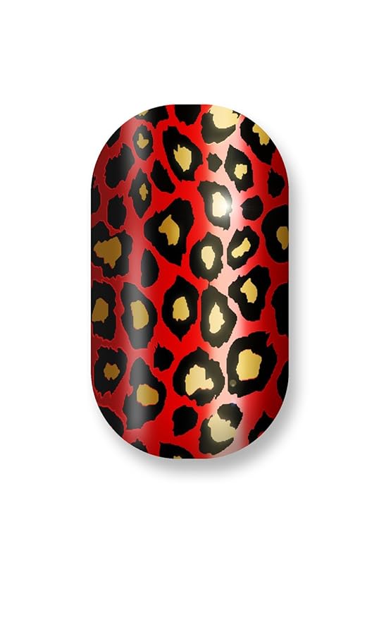 Minx Nails, Out for Blood Chrome,Cheetah Red Gold Animal Print, Nail Wrap