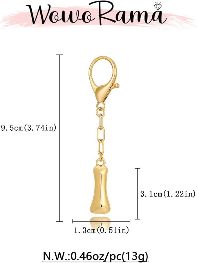 WOWORAMA Initial Letter Keychain for Women Chunky Gold Bubble Letter Bag Charm Purse Charm Personalized Keyrings Accessories