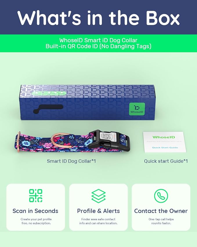 Dog Collar for Small Dogs with Smart QR Tags