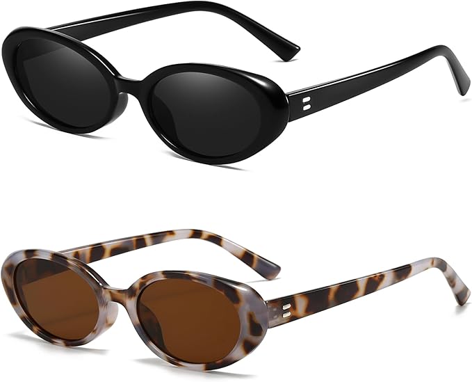 Breaksun Retro Oval Sunglasses for Women Men Fashion Small Oval Sunglasses 90s Vintage Shades