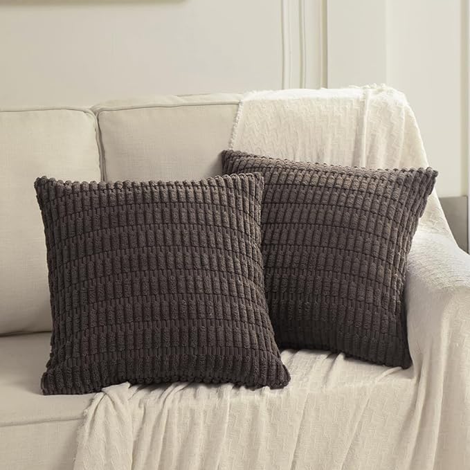 Fancy Homi 4 Packs Decorative Throw Pillow Covers for Living Room Couch Bed, Modern Farmhouse Boho Home Décor Accent Cushion Case, 18" x 18", Dark Brown