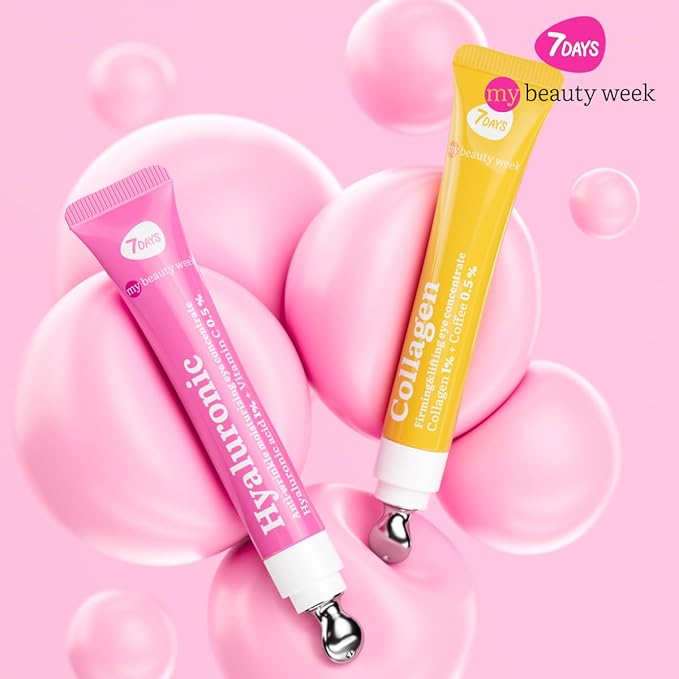 7DAYS Eye Cream Korean Skin Care with Cooling Massager – Hyaluronic Acid Under Eye Cream for Dark Circles, Puffiness & Bags, Anti Aging, Firming & Brightening Eye Care | 0.6 fl oz / 18 ml