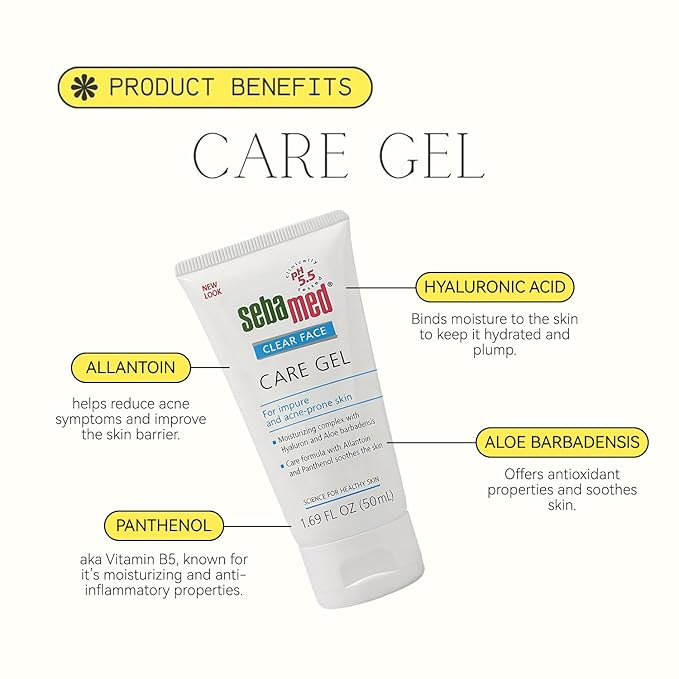SEBAMED Clear Face Care Gel (50mL) with Aloe Vera and Hyaluronic Acid for Impure and Acne Prone Skin - Made in Germany
