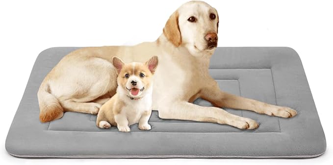Dog Bed Soft Dog Crate Bed Pad Mat, 48 in Non Slip Bottom Washable Beds for Extra Large Dogs, Pet Bed Mattress Kennel Pad, Clay Gray