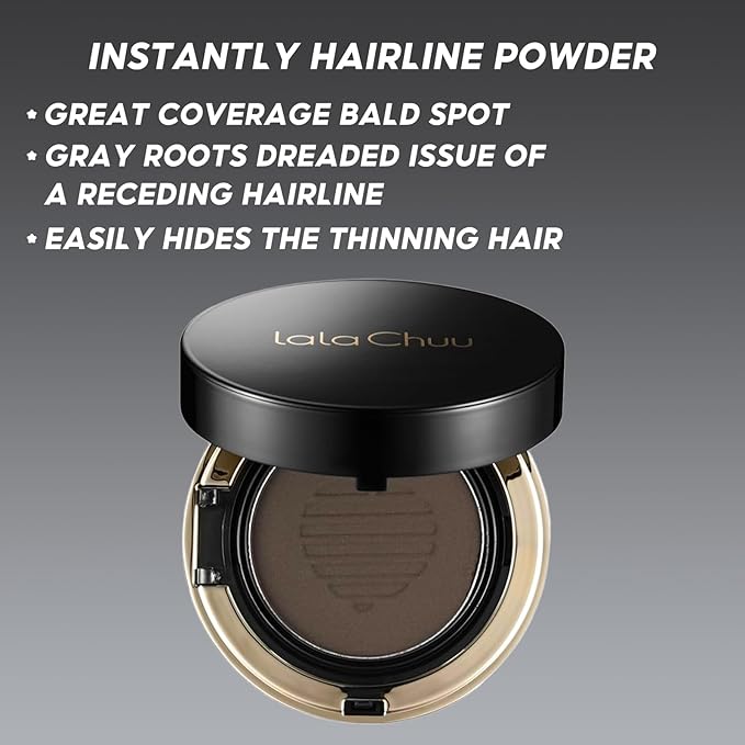 LALACHUU Hair Powder, Hair Powder for Women & Men Root Touch Up Hair Color, Hairline Powder Instantly Gray Water-Resistant Bald Spot Concealer 0.53 Ounce, Dark Brown
