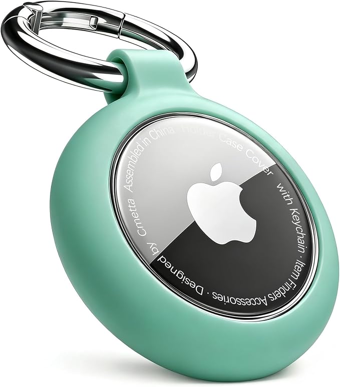 Soft TPU Keychain Holder Case for AirTag, Mint Green | Protective, Clear, Anti-Scratch, Round, For Keys, Luggage, Backpack, Pet Collar, Kids