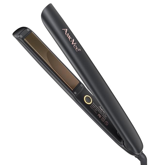 Hair Straightening Irons, Hair Straightener and Curler 2 in 1, 15s Fast Heating Hair Iron Straightener, Dual Voltage Ceramic Flat Iron Creates Silky Hair Instantly
