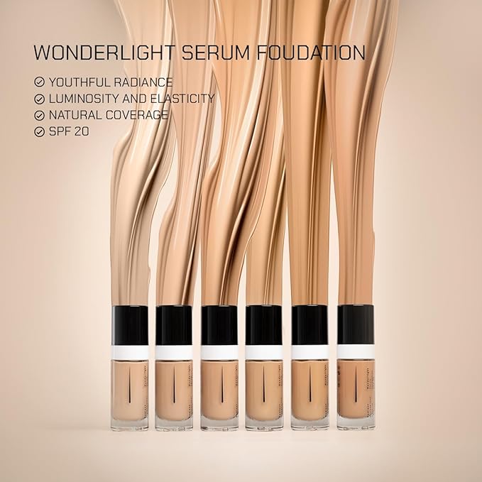 Radiant Professional Wonderlight Serum Lightweight Liquid Foundation Makeup SPF 20 - Alternative to Bronzer Powder - Color Corrector, Under Eye Concealer & Matte Eyeshadow Base-1.01 oz-Honey Beige(04)