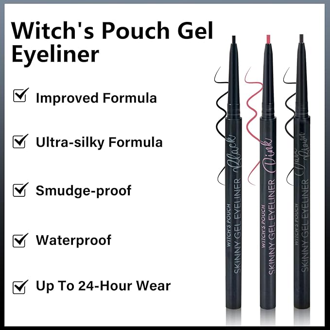 Witch's Pouch Gel Eyeliner Pencil Waterproof Smudge Proof, Long-Lasting Eye Liner, High-Intensity Colored, Ultra-Smooth Korean Eye Pencil Eye Makeup (06 Pink)