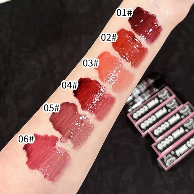 PINKCOCO Mirror Gloss Lip Lacquer Set, 2 Pack (2.4g Each) – Long-Lasting Non-Sticky Lip Gloss, High Shine Moisturizing Lip Tint, Nude & Bright Shades for Daily Makeup & Gift (04+05)