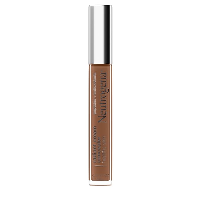 Neutrogena Healthy Skin Radiant Brightening Cream with Peptides & Vitamin E Antioxidant, Lightweight Perfecting Concealer Cream, Non-Comedogenic, Java Deep 02 with neutral undertones, 0.24 oz