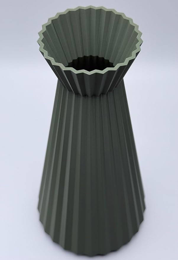 Modern Geometric Decorative Vase, 10" Tall Matte Sage Green Vase for Pampas Grass, Minimalist Contemporary Home Decor for Living Room, Dining Table, Shelf, Coffee Table & Office.