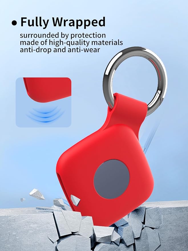 Case for UGREEN Tracker Tags, Shockproof Silicone Cover. | Shockproof & anti - slip, protects against scratches. Precise cutouts ensure full functionality. Red(2 Pack).