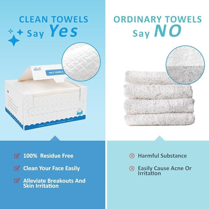 HOMEXCEL Face Towels, Disposable Face Towelette, Biodegradable Makeup Remover Dry Wipes, Super Soft Clean Facial Towels Wash Cloth for Sensitive Skin,600 Count