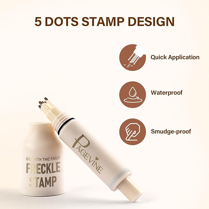 Freckle Stamp Pen, Natural Fake Freckle Makeup Pen，Waterproof Quick Dry Long Lasting Soft Faux Freckles, Lifelike Magic Stamp Marker for Sunkissed Makeup (Light)