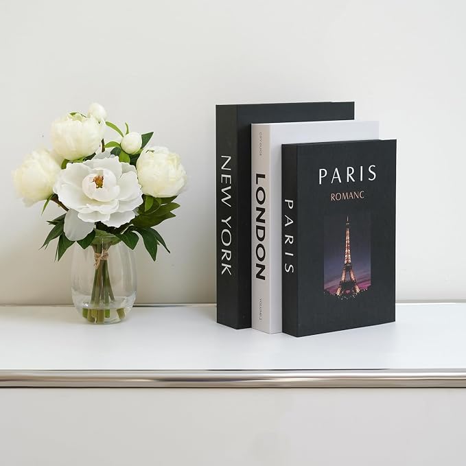 Decorative Faux Books Set of 3 for Home Decor, Fake Book Storage Boxes with Magnetic Closure, Modern Coffee Table Decorative Books for Living Room, Shelf, Office, Hidden Storage Organizer
