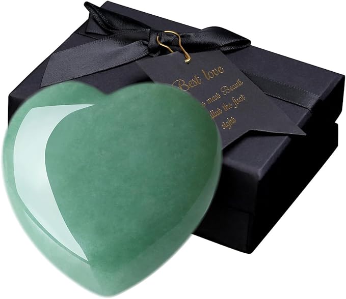 MAIBAOTA 60 mm Green Aventurine Crystal Large Heart Love Stone Healing Crystals Heart Stone for Women Natural Reiki Gemstone Polished Heart Shaped Rocks Meditation