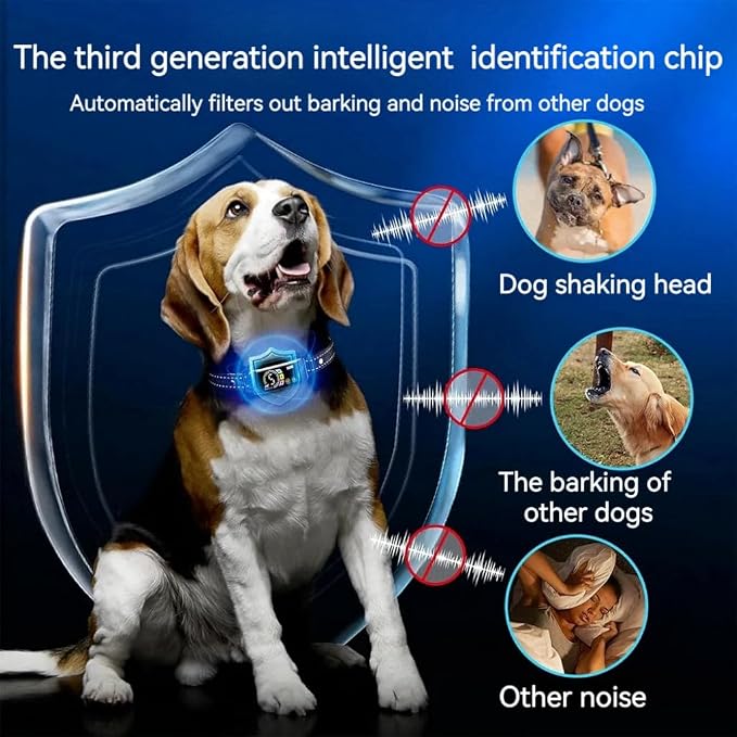 Dog Bark Control Collar, Smart Anti-Barking Collars, Rechargeable, Anti-Barking Training Collars, Three Anti-Barking Modes, Barking Collars for Large, Medium and Small Dogs (Waterproof ipx7)