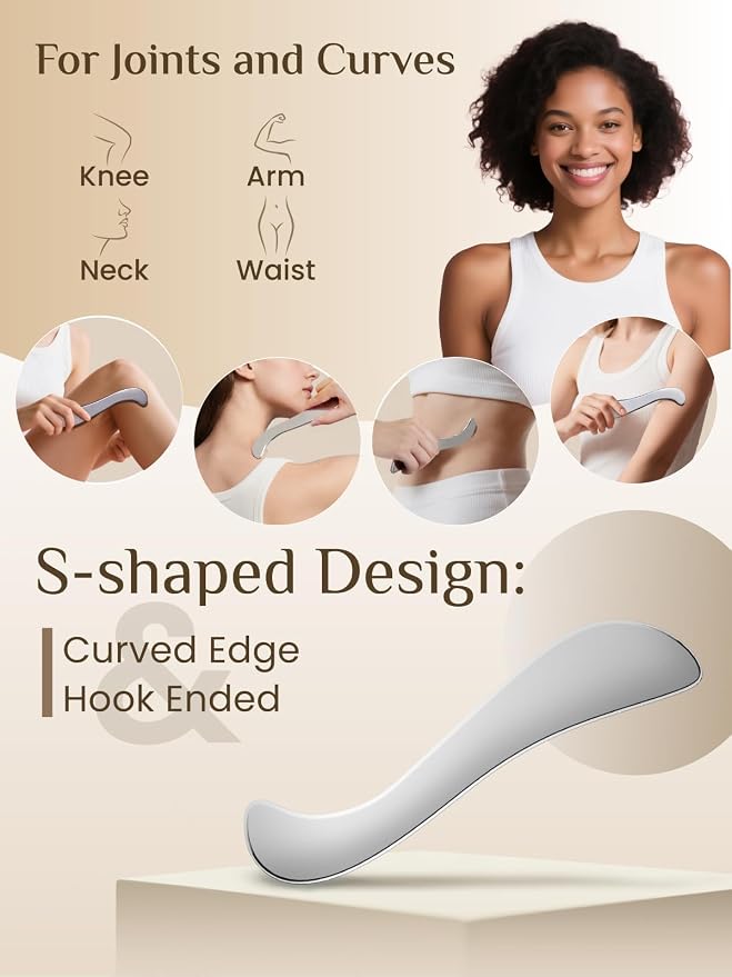 Rena Chris Muscle Scraper Tool Set - Stainless Steel Gua Sha for Physical Therapy & Deep Tissue Massage, Body Gua Sha Tools with Travel Pouch (2-Piece Kit)
