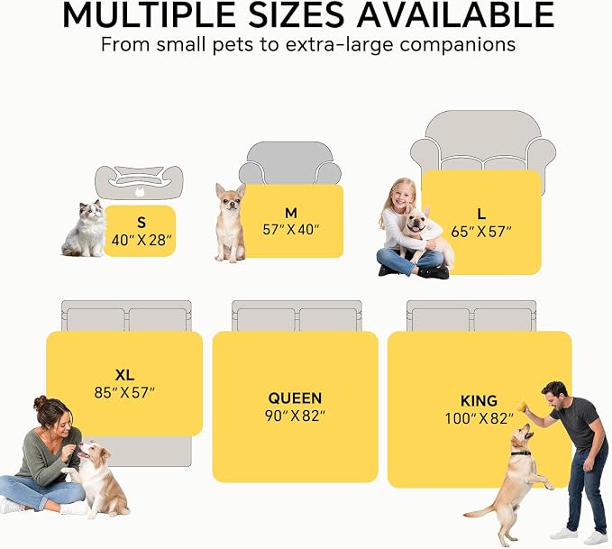 Luciphia Waterproof Dog Blanket, Washable Reversible Flannel Pet Throw | Reversible fleece cover for couch, bed, and crate; calming, and claw-resistant for dogs, cats, puppies White L(65''x57'')