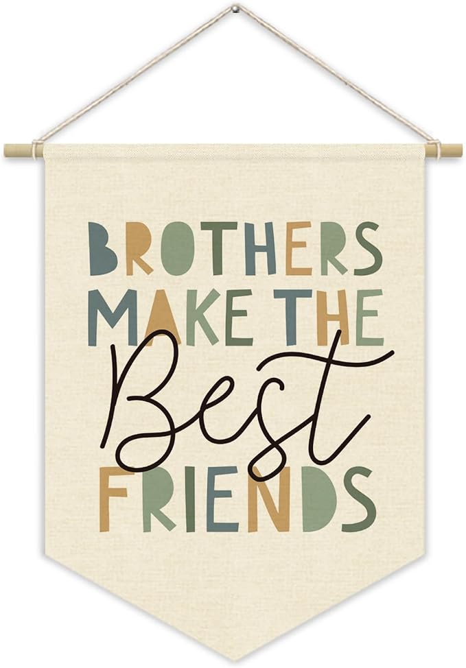 XYDEGXYDEG Boys Room Playroom Decor, Brothers Make the Best Friends Bedroom Wall Hanging Pennant Flag Banner, Neutral Wall Decor for Nursery Toddler Baby Little Boys Bedroom 15x11 Inch