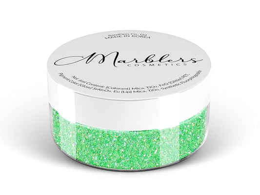 MARBLERS Holographic Face & Body Glitter [Rainbow Green] 0.18oz (5g) | Fine | Non-Toxic | Vegan | Cruelty-Free | Festival, Rave & Party Makeup | Eye, Hair, Nail Polish, Eyeshadow | Nail Art | Gel Nail