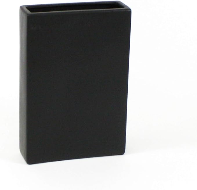 WGV Rectangle Block Ceramic Vase 8" x 2.5" x 12"H Black Tall Narrow Planter Terrarium Floral Centerpiece for Wedding Event Home Decor 1 Piece