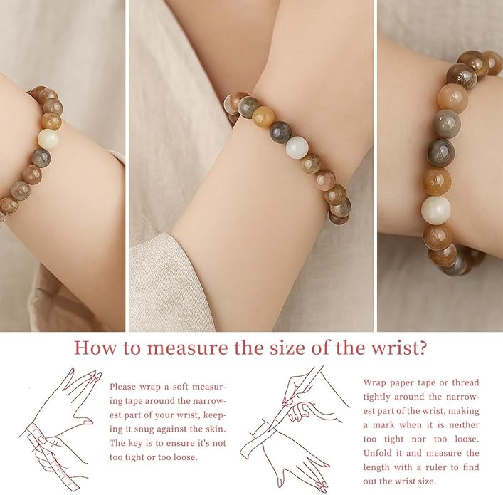 8mm Natural Gemstone Beaded Bracelet for Women, Dainty Round Crystal Stretch Bracelets, Spiritual Healing & Calming Stone Jewelry Gift