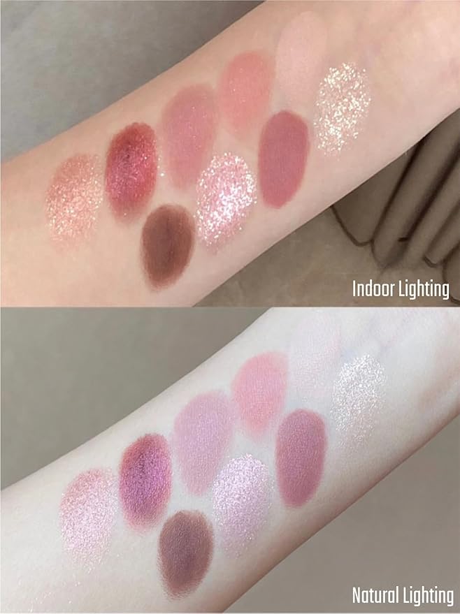 9 Color Eyeshadow Palette Makeup, Matte Glitter Shimmer Korean Eye Shadow Palettes, Highly Pigmented Long Lasting Waterproof Blendable, Knit Violet Rose Gold Purple Pink Dark Brown Glitter Eye Makeup