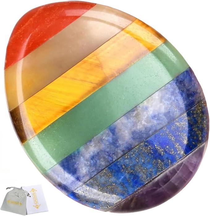 QINJIEJIE Thumb Worry Stone for Anxiety Chakra Crystals Healing Stones Palm Chakra Worry Stone Pocket Meditation Crystal Stress Relief Gifts Valentines Day Stocking Stuffers for Women